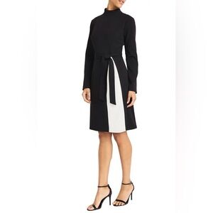 Maggy London Black and White Long Sleeve Dress